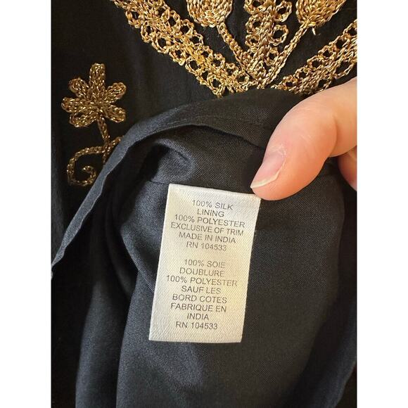 Vintage Y2K Womens Nanette Lepore Silk Black Gold Brocade Whimsigoth Size 4 - Picture 4 of 7